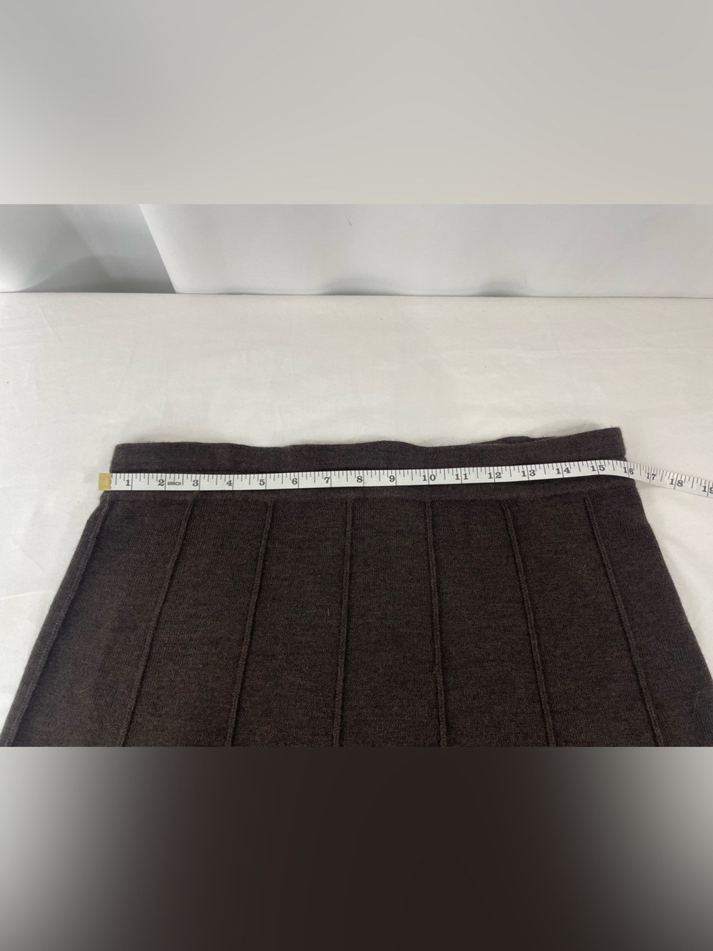 Grace Dane Lewis Petite 100% Wool Brown Knit A-Line Midi Skirt P/L NWT - Picture 4 of 6